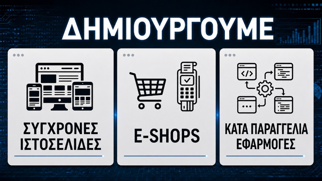 Δημιουργούμε σύγχρονες ιστοσελίδες, e-shops και κατά παραγγελία εφαρμογές